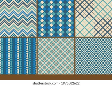 Geometric retro patterns for textile and branding designs