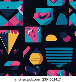 Geometric Retro Pop Art Pattern trendy and stylish design that is perfect for a variety of promotional materials. Our collection of different hand-drawn shapes and textures