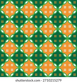 Geometric Retro Seamless Tile Pattern with Flower and Diamond Shape Elements