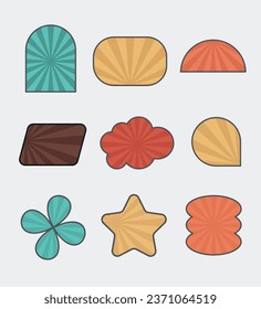 Geometrisches Retro-Shape-Rahmen-Sunburst-Textur-Element-Set