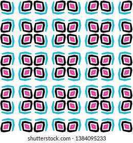 Geometric retro square shapes seamless pattern. All over print vector background. Pretty summer 1950s quilt tile fashion style. Trendy wallpaper, vintage home decor. Vintage hand drawn textile fabric.