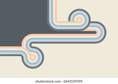 Geometric retro stripes forming loops on a textured vintage background
