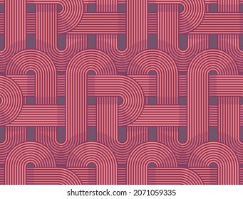 geometric retro style pipes net seamless tile in retro shades Immagine vettoriale stock