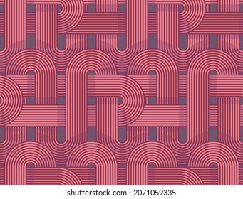 geometric retro style pipes net seamless tile in retro shades: stockvector