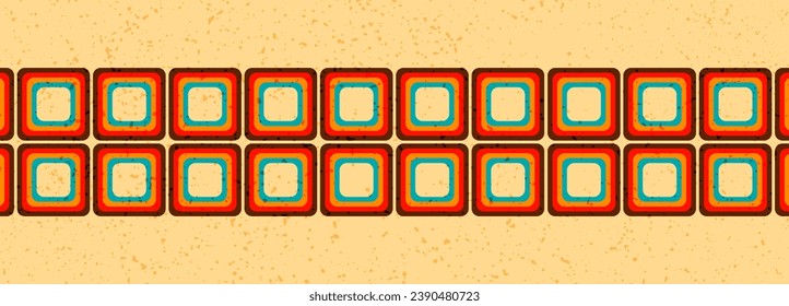 Geometric retro texture vector background with various geometric shapes in bright 1970s colors