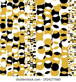 Geometric retro vector seamless pattern with simple shapes. Rows of circles  on white background. Scandinavian or nordic style.