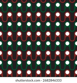 Geométrico retro de la onda de puntos ondulados de la línea sin patrón decorativo