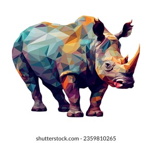 Geometric Rhino animal icon isolated illustration