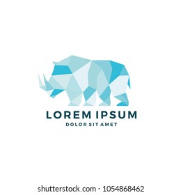 geometric rhino logo low poly vector download