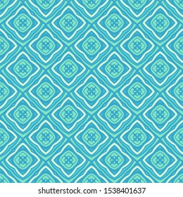 Geometric rhomb vector  seamless pattern. Repeat background mosaic tiles turquoise. 