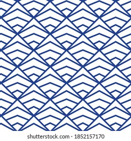 Geometric rhombus blue and white seamless pattern. Decorative illustration, good for printing. Great for label, print, packaging, fabric.