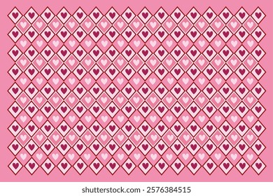 Geometric rhombus heart pattern background. Valentine's, Mother's day, birthday card, wallpaper or gift wrap design.
