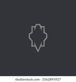 Geometric Rhombus Logo Element Frame For Game UI Military Sports Silver Isolated Vector Design