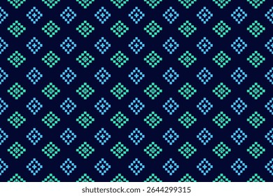 Geometric rhombus pattern in green and blue on a dark blue background, a simple yet modern design suitable for various applications.