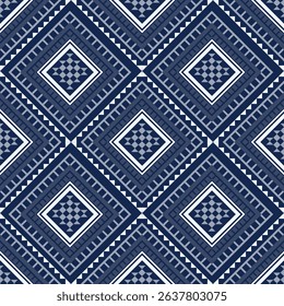 Geometric Rhombus Pattern in Navy Blue