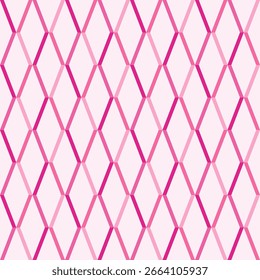 Geometric rhombus seamless pattern in pink colours on a light pink background. Vector diamond background.	