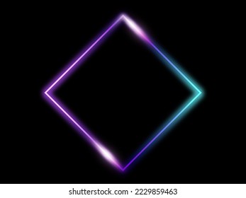 Geometric rhombus shape  neon frames luxury line vector illustration