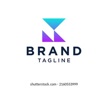 Flechas de cinta geométrica con el logotipo de la letra inicial K. Usable para negocios, bienes raíces, arquitectura y logotipos de construcción. Elemento de plantilla de diseño de logotipo de vectores planos.