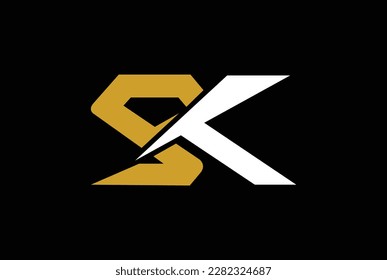 Geometric Ribbon Arrows Initial Letter S and K Linked Logo. Usable for Business, Real Estate, Architecture and Building Logo