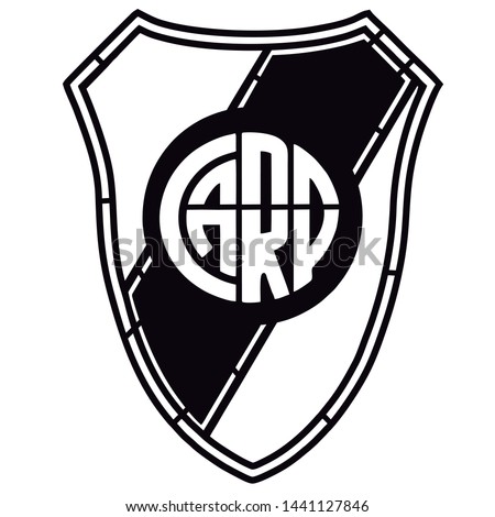 Geometric River plate black shield. Vector.