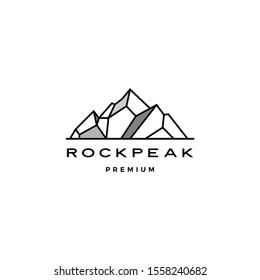 geometric rock stone mount peak landscape rockpeak hard logo vector template