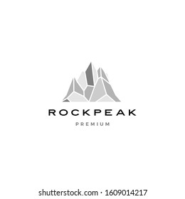 geometric rock stone mount peak landscape rockpeak hard square logo vector template