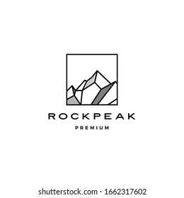 geometric rock stone mount peak landscape rockpeak hard square logo vector template	