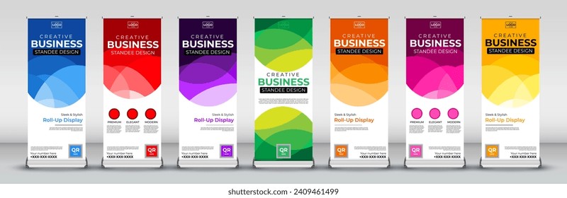 geometric Roll Up banner or Standee Template for flyer, presentation, leaflet, j flag, x stand, x banner, exhibition display