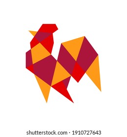 geometric rooster colorful logo vector icon illustration