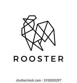 geometric rooster line outline logo vector icon illustration