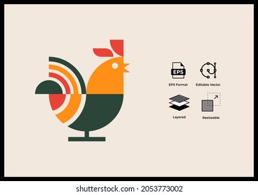 Geometric rooster logo vector symbol