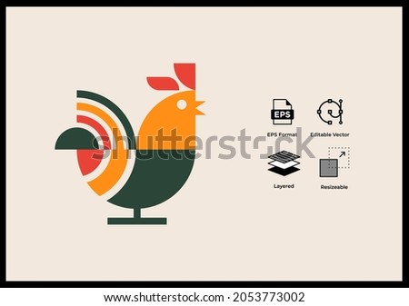 Geometric rooster logo vector symbol