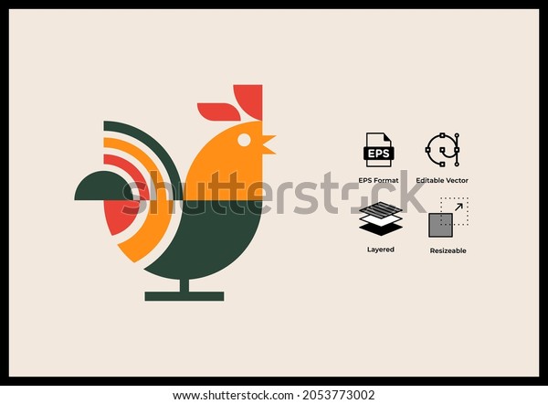 Geometric rooster logo vector\
symbol