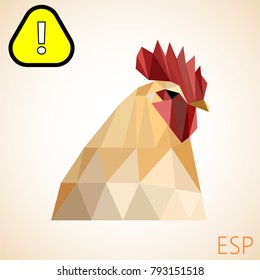 Geometric rooster, Natural color. Vector illustration