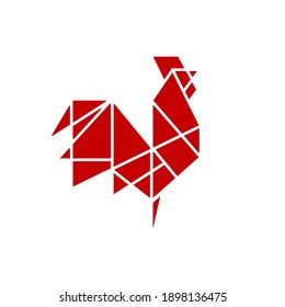 geometric rooster tech logo vector icon illustration