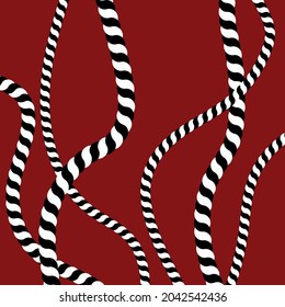 Patrón de cuerdas geométricas en rojo. Ilustración vectorial.
