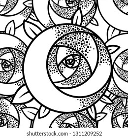 Geometric rose flower. Seamless Pattern. Art deco style inspired. Vector illustration.