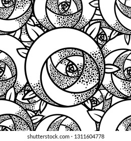 Geometric rose flower. Seamless Pattern. Art deco style inspired. Vector illustration.