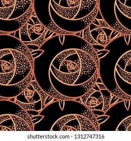 Geometric rose flower. Seamless Pattern. Art deco style inspired. Vector illustration.