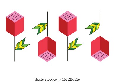 Geometric rose flowers for love valentine art 