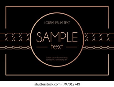 
Geometric rose gold design template. Modern design for wedding invitation, greeting card, anniversary. Black background with geometric circle and lines. Vector illustration