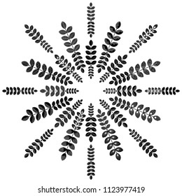 geometric rosette with simple herbs. scandinavian design