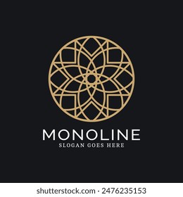 Geometric round logo in monoline style