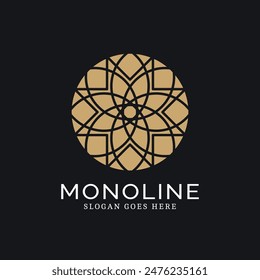 Geometric round logo in monoline style