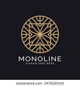 Geometric round logo in monoline style