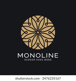 Geometric round logo in monoline style