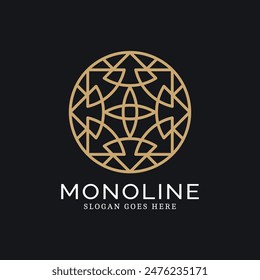 Geometrisches rundes Logo im Monoline-Stil