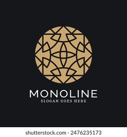 Geometric round logo in monoline style