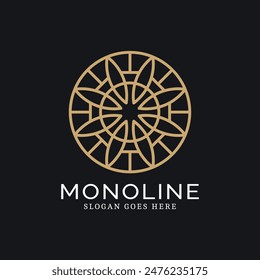 Geometric round logo in monoline style