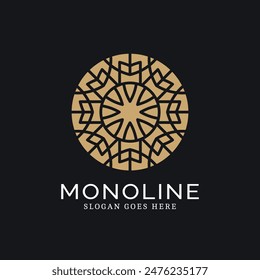 Geometric round logo in monoline style
